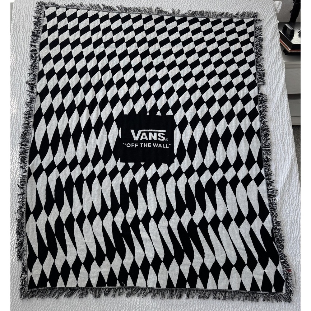 Vans Off The Wall Warped Checkerboard Woven Throw Blanket 52x60 Promo